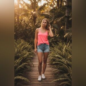 PINK Victoria's Secret Neon Pink Fitted Backless Camisole